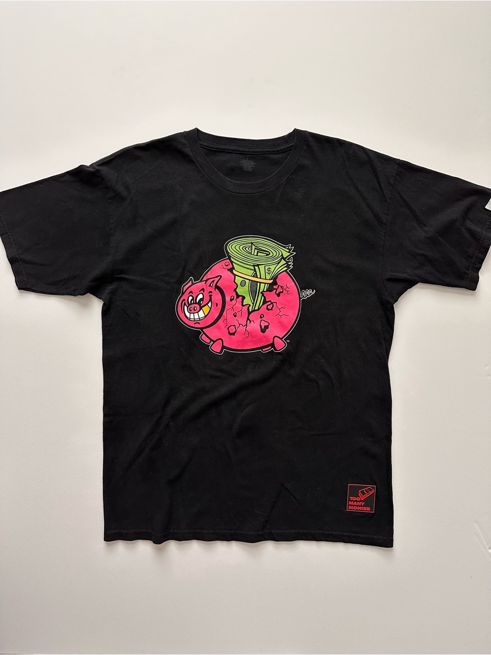 TOO MANY MONIES Pig Graphic T-Shirt – Black Streetwear Tee